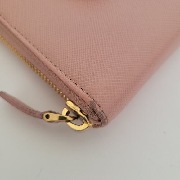 PRADA Saffiano Fiocco Orchidea Wallet Clutch Large Light Pink Zip Around Bow Box - Picture 12 of 13